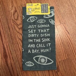 Blue Q Green Dish Towel with Light green Eyeball Pattern